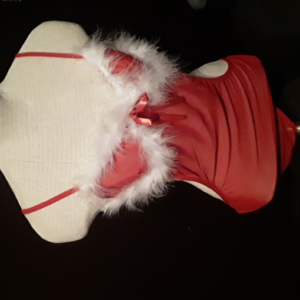 FREEBIE NWT Sexy Large Santa Lingerie Red With White Feathers NEW